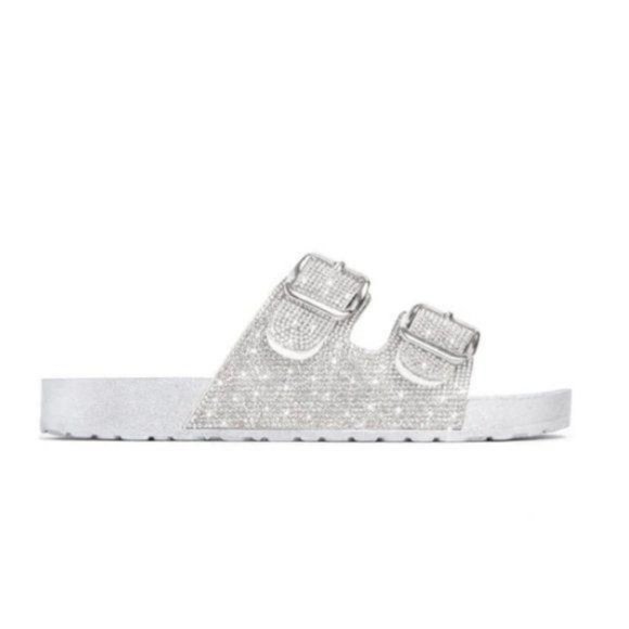 Embellished Double Buckle Sandals – Silver - Picture 2 of 7